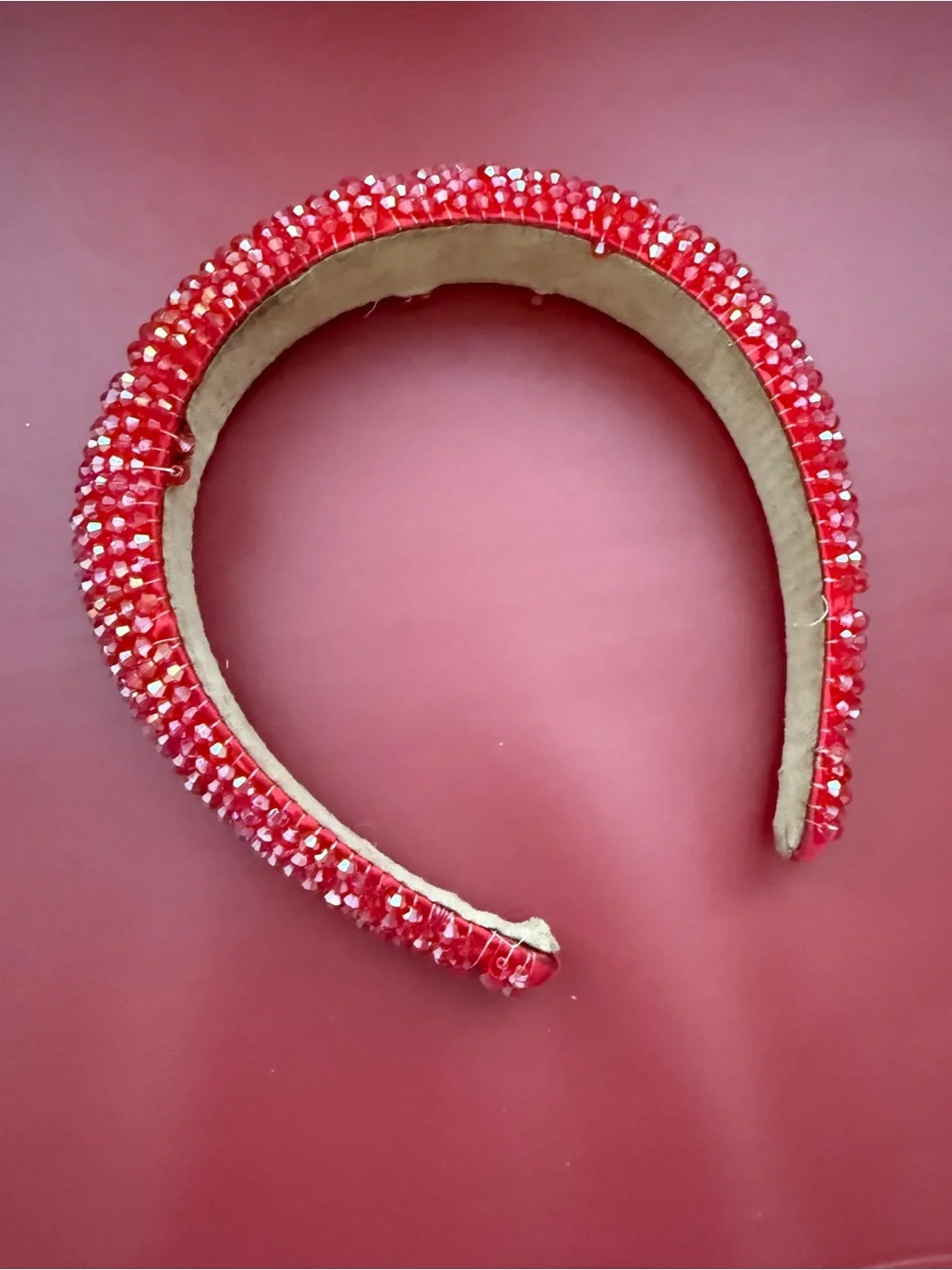 Red Beaded Padded Headband - Women Accessories